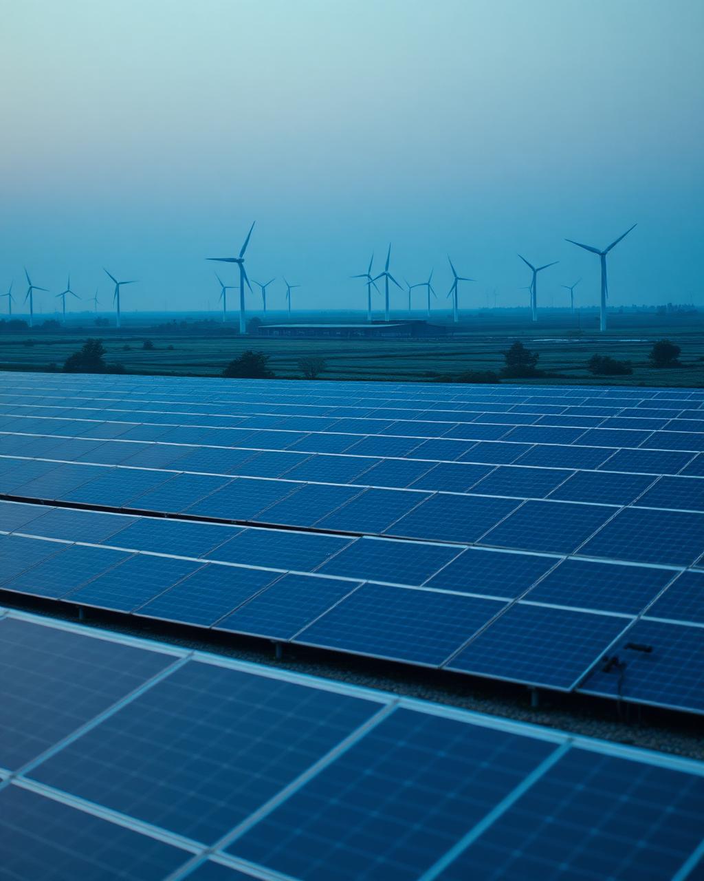 Solar panels and wind turbines — clean energy infrastructure